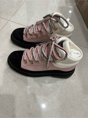 Chanel Pink and Black Women’s Lace-Up Ankle Sneakers